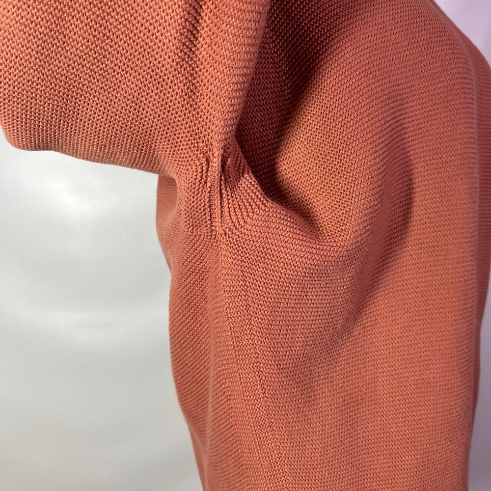Uniqlo Size M 3D Knit Cotton Cocoon Sweater V-Neck Orange-Pink - Picture 7 of 12